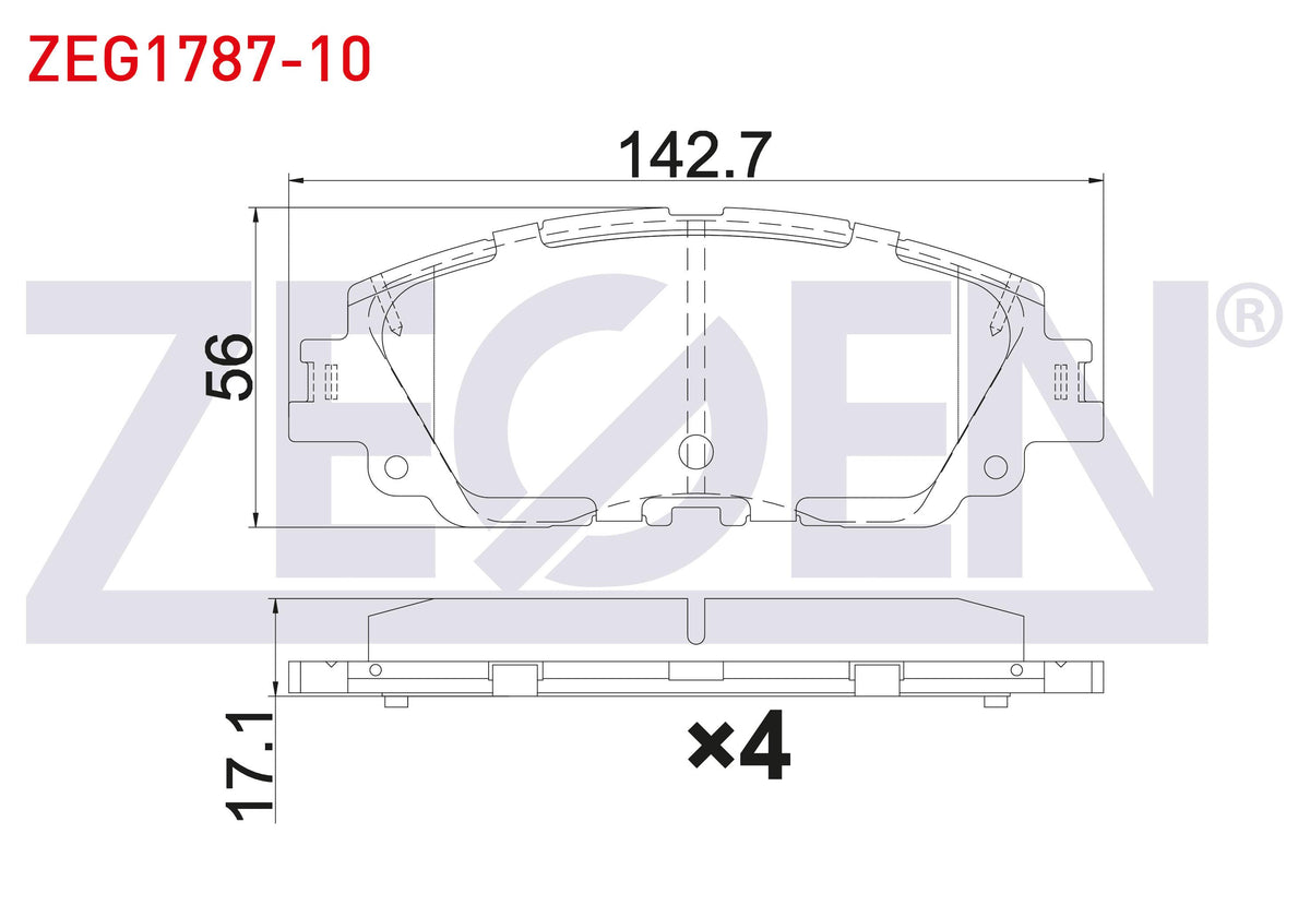 Zegen ZEG1787-10 Brake Pad Front Toyota Rav 4 V (_A5_, _H5_) 2.5 Hybrid 2018-/ Corolla Cross 1.8 Hybrid — Brake Pads