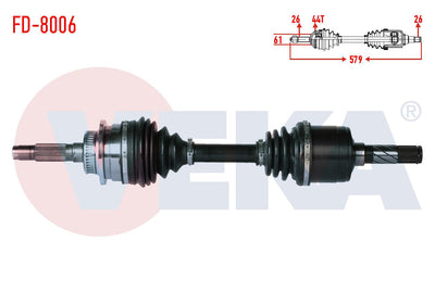 Veka FD-8006 Complete Axle Right Front with ABS Length 579mm Ford Ranger 2.5 TDCi 4X4 1997-2006 — Axles, CV Joints & Boots