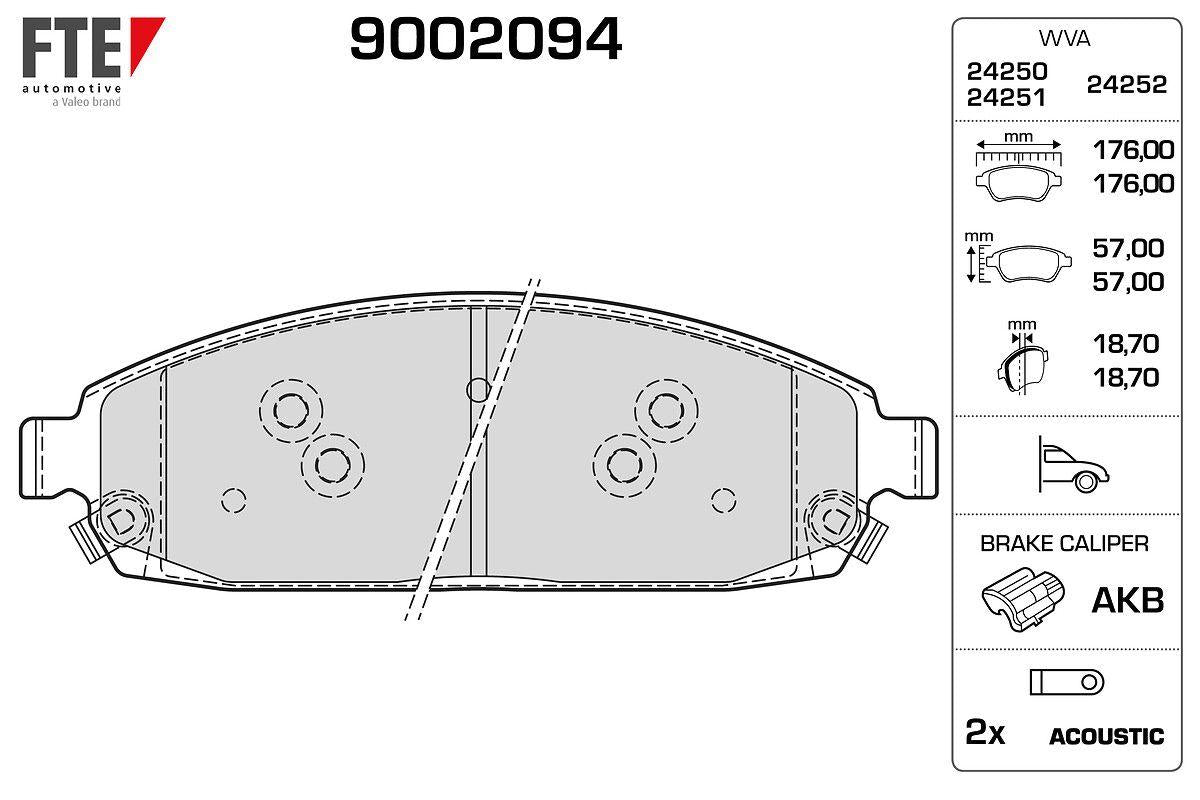 Fte 9002094 Front Brake Pad Grand Cherokee II 2.7Crd 10 / 01-Grand Cherokee III 5.7 V8 / 3.7 V6 06 / 05 — Brake Pads