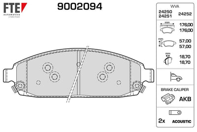 Fte 9002094 Front Brake Pad Grand Cherokee II 2.7Crd 10 / 01-Grand Cherokee III 5.7 V8 / 3.7 V6 06 / 05 — Brake Pads