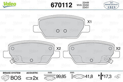 Valeo 670112 Brake Pad Rear Egea 1.3-1.6 Mjet — Brake Pads