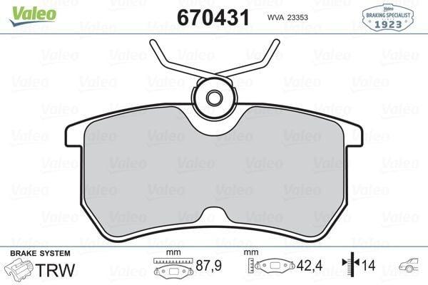 VALEO 670431 Brake Pad Set - Rear Disc Brakes for 99-04 Focus — Brake Pads