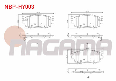 NAGAMA NBP-HY003 Brake Pad Front with Wear Indicator Hyundai Accent Era 1.5 CRDi 2006-2012 / Accent Era 1.4i 16V 2006-2012 / Accent Era 1.6 Cvvt 2006-2012 / i20 (Pb, Pbt) 1.4 CRDi 2008-2015 / Kia Rio II 1