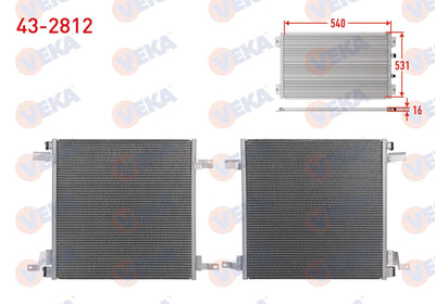 Veka 43-2812 A/C Condenser Mercedes M Series (W163) Ml 230 1998-2005 — Condensers & Evaporators