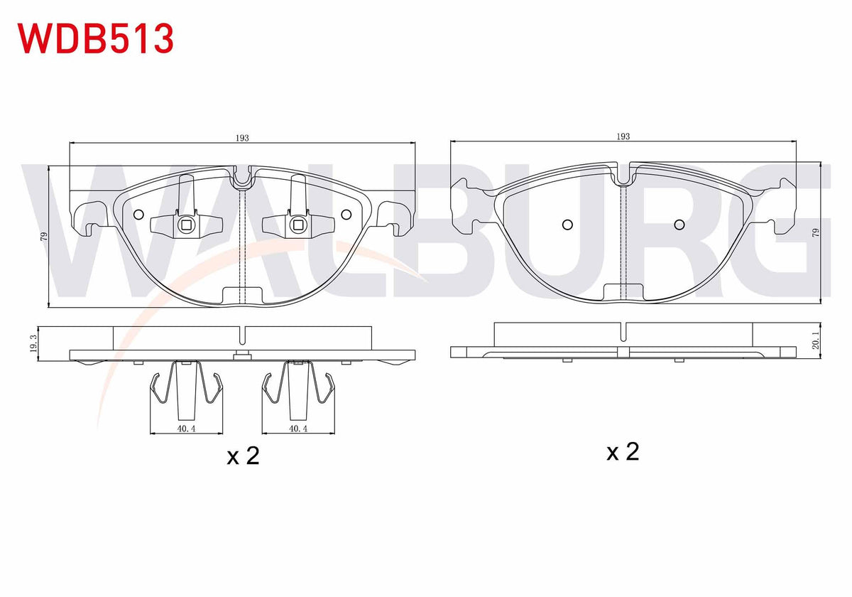 WALBURG WDB513 Brake Pad Front BMW X5 (E70) 4.8i 2007-2012 / BMW X6 (E71,E72) 3.5 D 2008-/ BMW X6 (E71 — Brake Pads