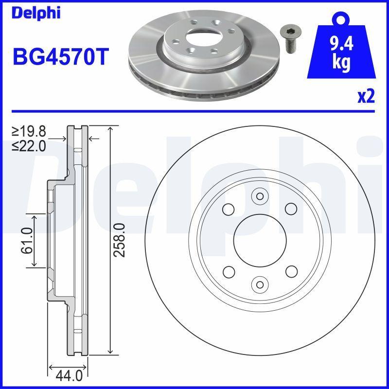 Delphi Disc Brake BG4570T - Ventilated Design for Renault Clio IV & Logan — Brake Rotors & Drums