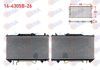 Veka 16-4305B-26 Water Radiator Brazing Thickness 26mm Toyota Avensis (T22) 2.0i A-T 1997-2003 — Radiators & Fans