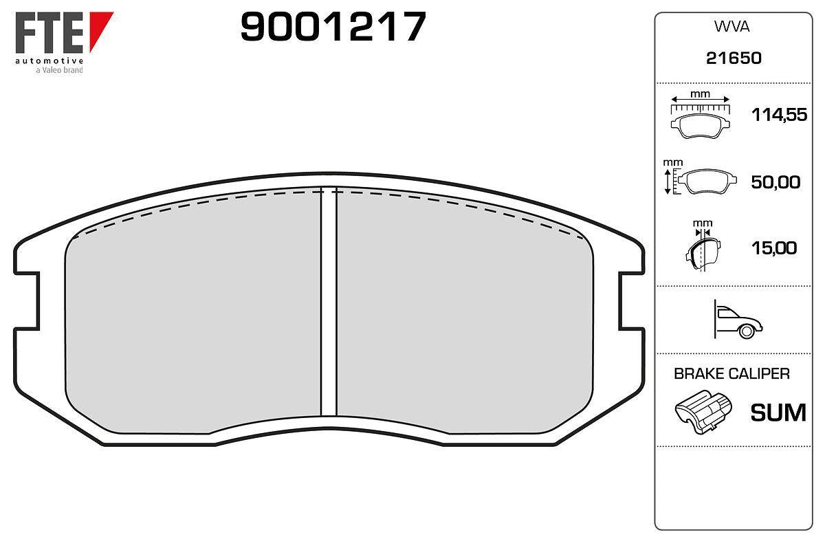 Fte 9001217 Front Brake Pad Colt 1,3 96 > 1.6 91 96 Lancer 92 97 Proton 315 / 415 / 420 93 >