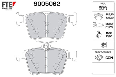 Fte 9005062 Brake Pad Golf / Passat / Tiguan / Touran / A3 / Q3 Rear — Brake Pads