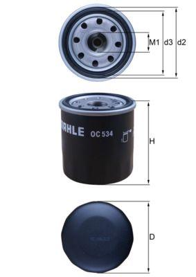 Mahle OC534 Oil Filter Corolla-Avensis-Yaris Auris C-Hr 1.2 85-92 88-02 05-14 — Oil Filters