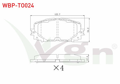 WGN WBP-TO024 Brake Pad Front Toyota Yaris (P9) 1.0 Vvt-I 2006-2010 / Yaris (P9) 1.3 Vvt-I 2006-2010 / Yaris (P9 — Brake Pads