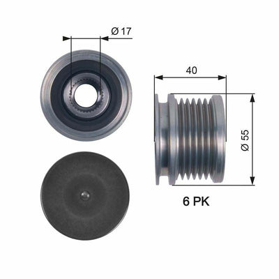 GATES OAP7114 Alternator Pulley - Compatible with 10-T. Porter T5 2.0 TDI — Starting & Charging
