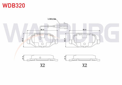 WALBURG WDB320 Brake Pad Rear Pair with Connector Fiat Linea (323) 1.6 Mjt 2010-/ Linea (323) 1.4 2010 — Brake Pads