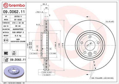 Brembo 09.D062.11 Brake Disc Front UV Coated Jaguar — Brake Rotors & Drums