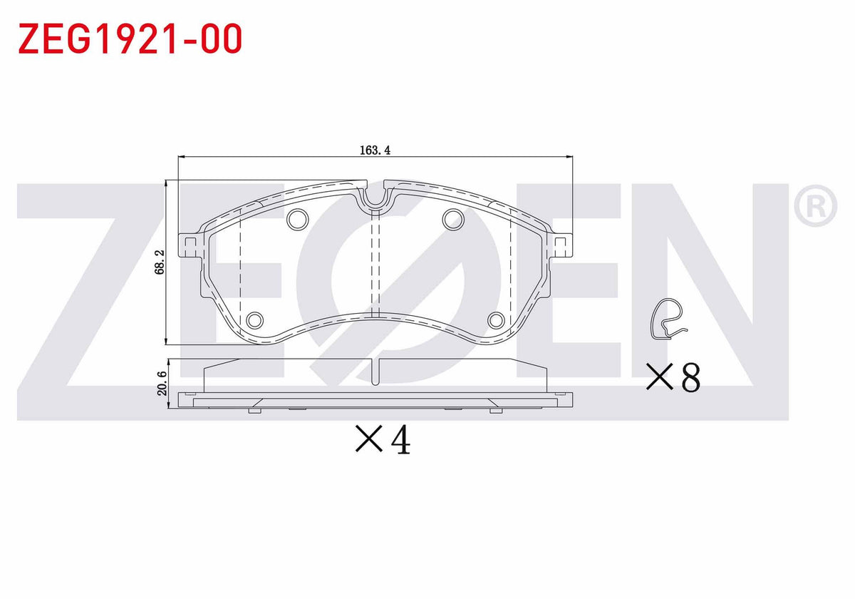 Zegen ZEG1921-00 Brake Pad Front Single Wheel VW Crafter 2.0 TDI 2018-/ Man Tge 2.0 TDI 2018 / Pair Wheel Rear VW Crafter 2.0 TDI 2018-/ Man Tge 2.0 TDI 2018
