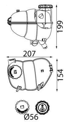 Mahle CRT346000S Radiator Spare Water Tank Opel Vectra B with Cover — Radiators & Fans
