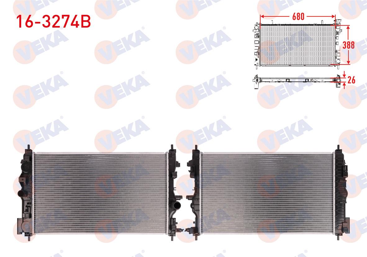 Veka 16-3274B Su Radiator Brazing Opel Astra J 1.6 CDTi M-T Ac + /-2009-2016 — Radiators & Fans