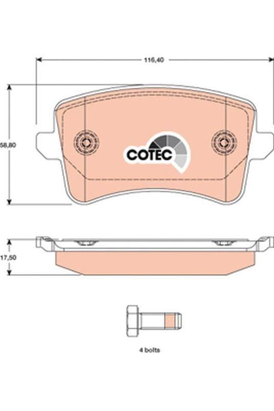 TRW GDB1765 Rear Brake Pad - 330X22 for Audi A4 08-16, A5 08-17, Q5 09-17 — Brake Pads