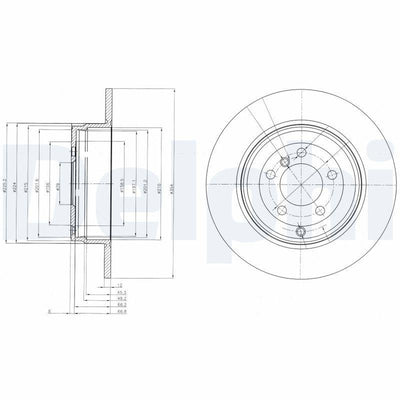 Delphi BG4066 Brake Disc Rear Range Rover III 02-09 R.Rover III 3.0 Td6 — Brake Rotors & Drums