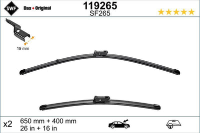 Valeo 119265 Wiper Blade Set 65 + 38Cm Peugeot 208 — Wipers