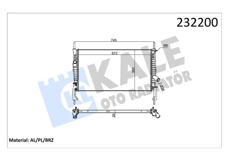 Kale 0222291AB Radiator 1 Row Alb (Ford Transit V347 2.2.4 06 -) without A/C — Radiators & Fans