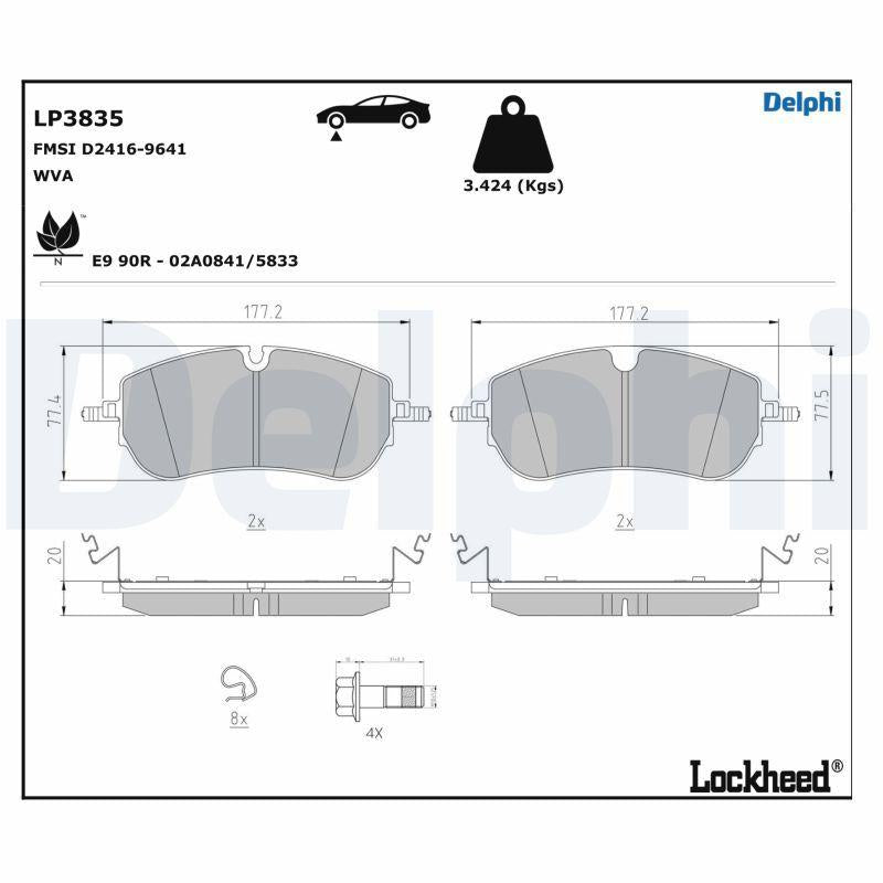 Delphi LP3835 Brake Pad Discovery Sport Front 2018- — Brake Pads