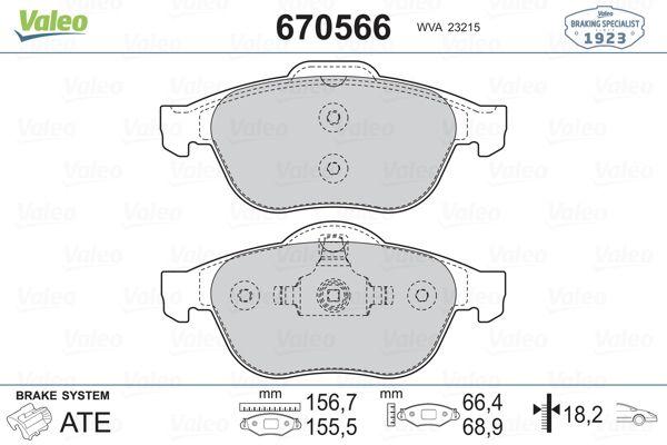 Valeo 670566 Brake Pad Front Renault Laguna II Megane II Scenic II 1.5 dCi 1.6 2.0 — Brake Pads