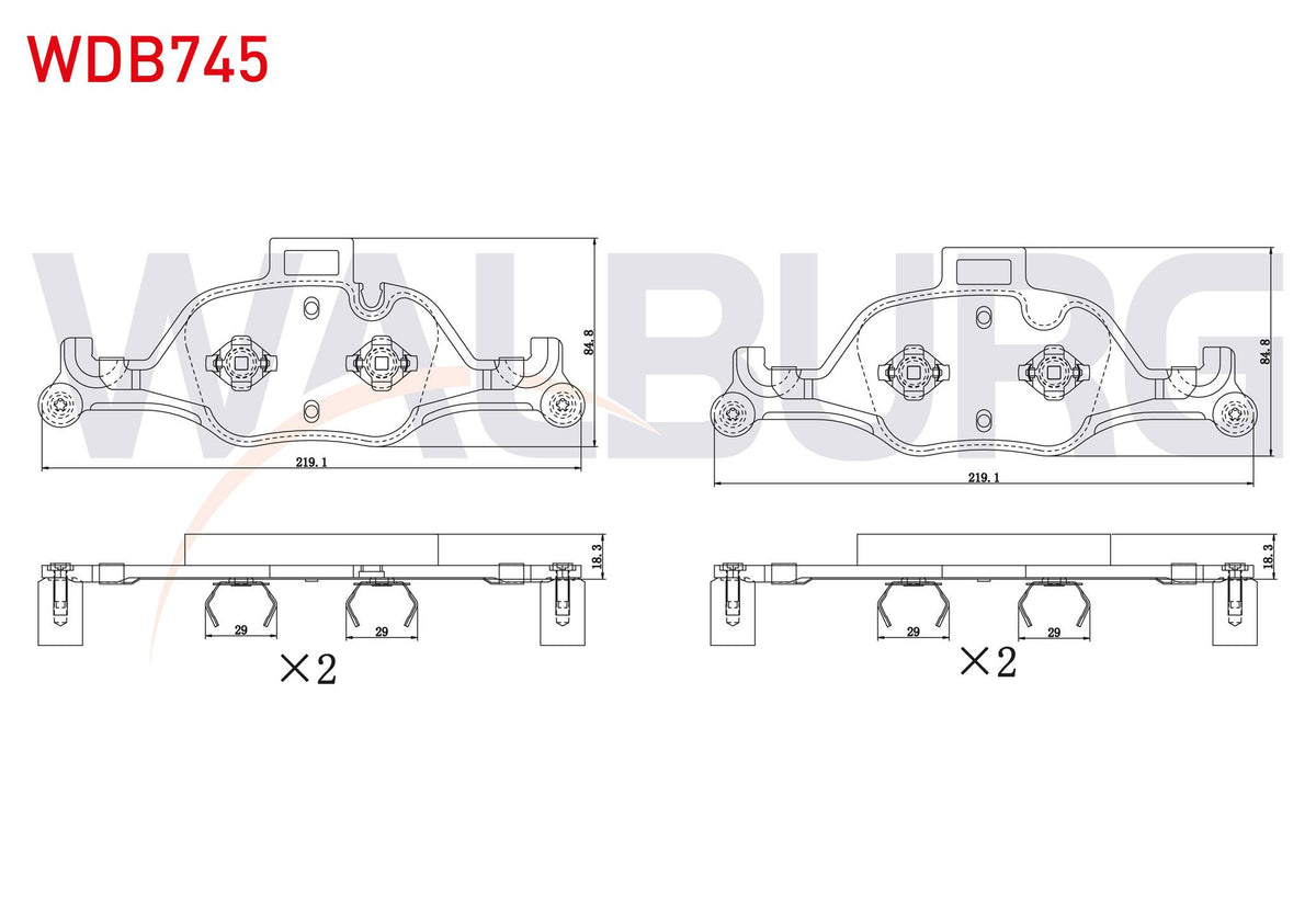 WALBURG WDB745 Brake Pad Front BMW 5 Series (G30, F90) 530 i 2016 — Brake Pads