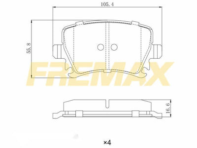 Fremax FBP-1371 Rear Brake Pad (Carbon Formula) VW Caddy-Passat-Golf5-Golf6-Jetta-A3-A4-Superb-Octavia-Leon 2004 >