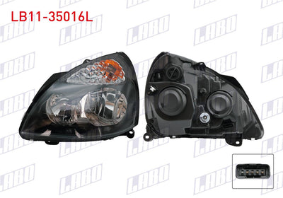 LABO LB11-35016L Headlight Left Inner Black Renault Clio 2001 — Headlights
