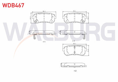 WALBURG WDB467 Brake Pad Rear with Wear Indicator Hyundai Accent Era 1.5 CRDi-1.6 Cvvt 2006-2012 / i30 1.6 CRDi — Brake Pads