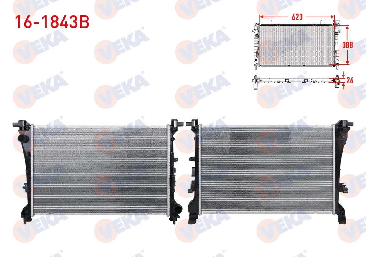 Veka 16-1843B Su Radiator Brazing Fiat Egea 1.3 Mjt-1.6 Mjt 16V M-T Ac + /-2015 — Radiators & Fans