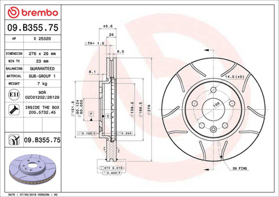 Brembo 09.B355.75 Brake Disc Front Max Chevrolet — Brake Rotors & Drums