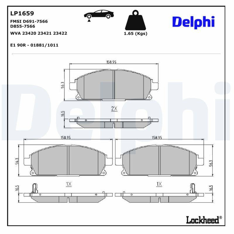 Delphi LP1659 Brake Pad Brake Front Nissan X-Trail 01-07/Pathfinder 97-04 — Brake Pads