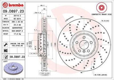 Brembo 09.D897.23 Brake Disc Front Left BMW 5 G30 G31 6 G32 7 G11 G12 8 G14 G15 M5 G30 M Sport — Brake Rotors & Drums