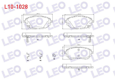 LEO L10-1028 Brake Pad with Wear Indicator Front Toyota Corolla 1.6 2012-/ Corolla 1.33 2012-/ Corolla 1.4 D-4D — Brake Pads