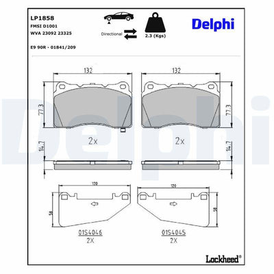 Delphi LP1858 Brake Pad Opel Insignia 2.8 V6 / Subaru Impreza / Saab 9-5 Front — Brake Pads