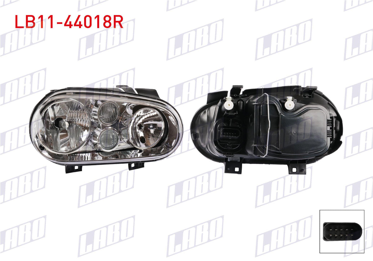 LABO LB11-44018R Headlight Right Fog Farlı with Motor Volkswagen Golf IV 1998 — Headlights