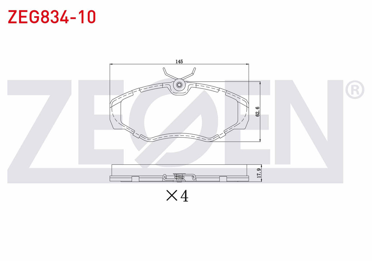 Zegen ZEG834-10 Brake Pad Front Renault Traffic II 1.9 dCi-2.0 dCi 2001-2014 / Opel Vivaro (J7) 1.9 DI-2.0 CDTi — Brake Pads