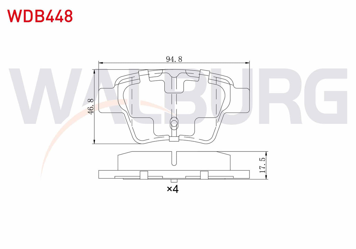 WALBURG WDB448 Brake Pad Rear Peugeot 307 1.6 90 Hp 2000-2007 / 307 1.6 HDi 90 Hp 2000-2007 / 207 1.4 HDi 2006-2 — Brake Pads