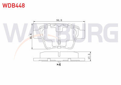 WALBURG WDB448 Brake Pad Rear Peugeot 307 1.6 90 Hp 2000-2007 / 307 1.6 HDi 90 Hp 2000-2007 / 207 1.4 HDi 2006-2 — Brake Pads