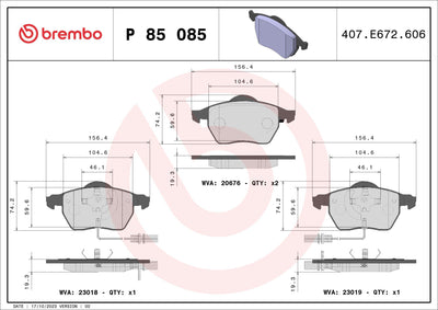 Brembo P85085X Brake Pad Front Xtra Audi — Brake Pads