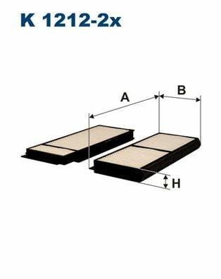 Filtron K1212-2X Pollen Filter Cabin Filtration Size: 9.6 x 22 x 23.6 in — Air & Cabin Filters