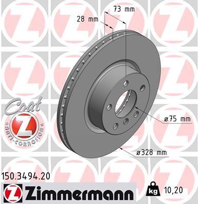 Zimmermann 150.3494.20 Brake Disc Front BMW F25 F26 — Brake Rotors & Drums
