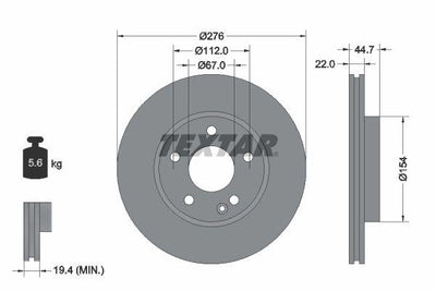 Textar 92131903 Brake Disc Front W169-245 M266 Set of 2 — Brake Rotors & Drums