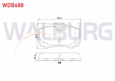 WALBURG WDB688 Brake Pad Rear Ford Transit (V347) 2.4 TDCi 2006-2014 / 3.2 TDCi 2006-2014 / Iveco Daily III 2.8i — Brake Pads