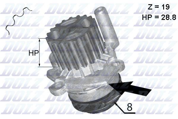 DOLZ A224 Water Pump Crafter Ckub Caddy 11 > 15 Golf Jetta Polo T6 10 > 15 — Water Pump & Thermostat