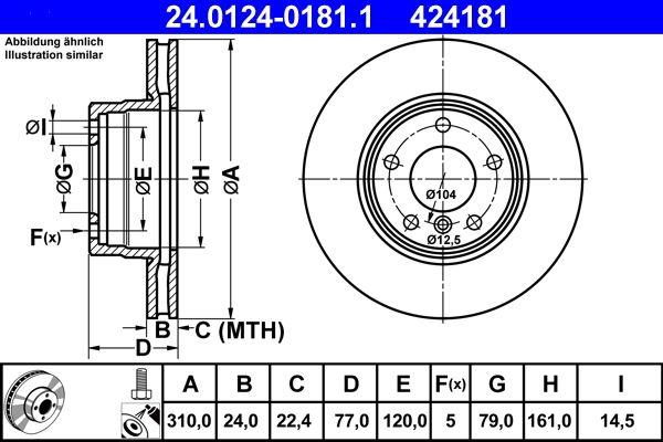 ATE 24.0124-0181.1 Brake Disc Front BMW 5 E60 E61 04 > — Brake Rotors & Drums