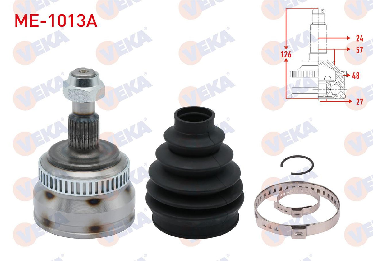Veka ME-1013A CV Joint Left-Right Outer Mercedes A Series (W168) A 190 M-T with ABS 48 Outer 24X27 — Axles, CV Joints & Boots
