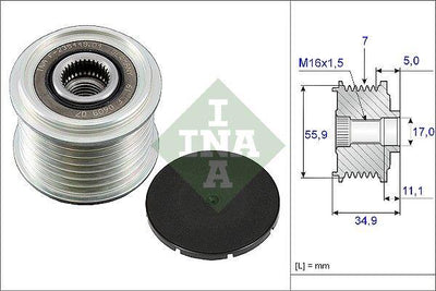 INA 535008310 Tensioner Pulley Alternator VW Touareg/Cayenne 3.2 V6 3.6 04-10 Audi Q7 3.6 — Pulleys & Tensioners